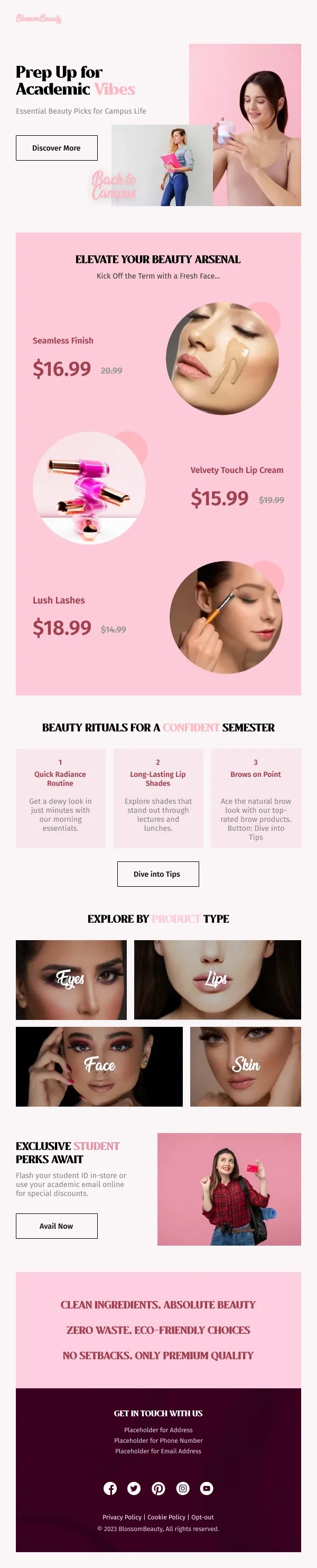 Beauty-Prepare For Academic Vibes — Activation & Retention email design preview