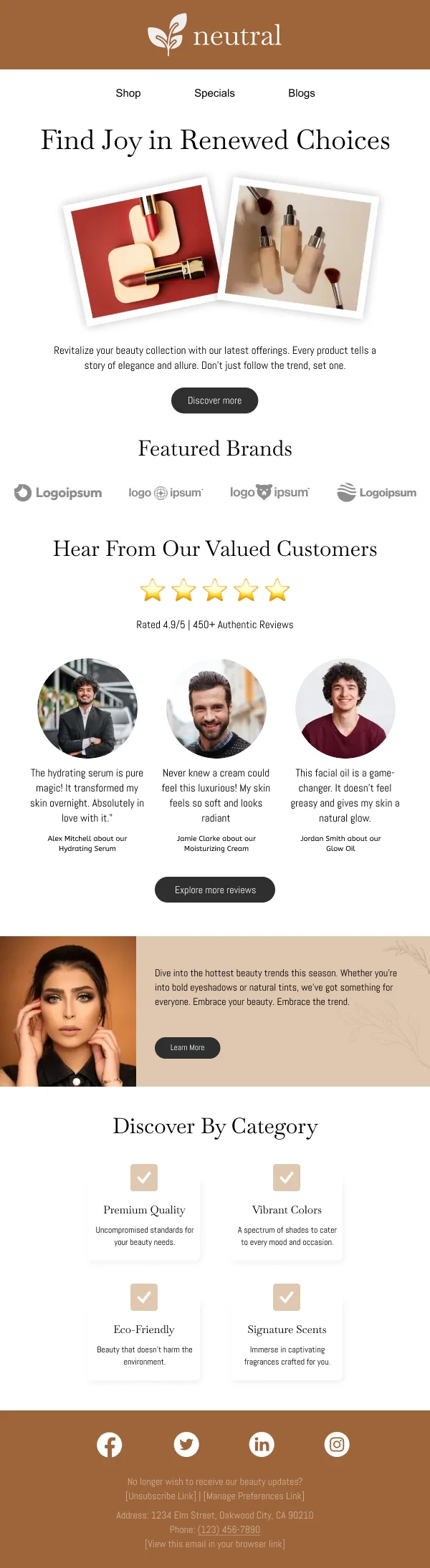 Beauty-Renewed Choices — Product Promotions & Updates email design preview