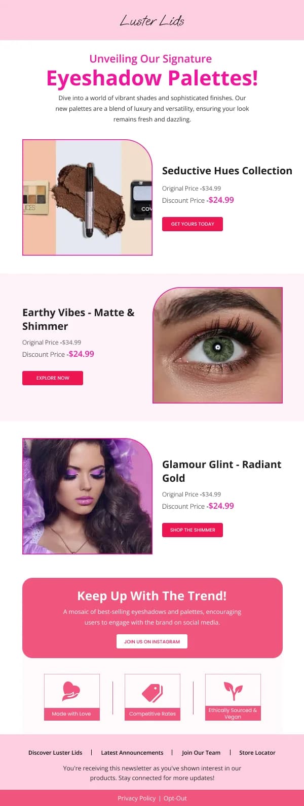 Beauty-Signature Eyeshadow Palettes — Product Launch email design preview