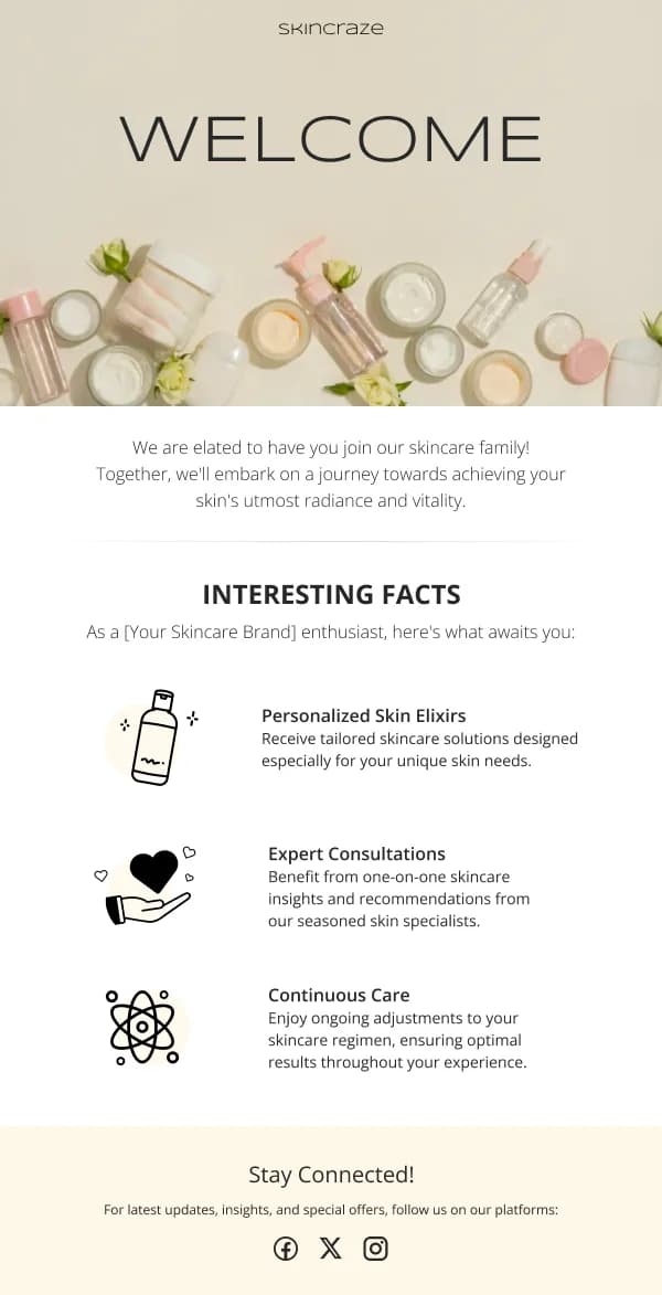 Beauty-Skincare Family Welcome — Welcome email design preview