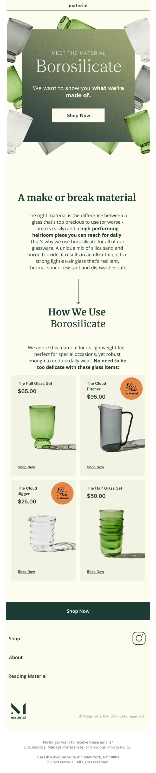 Borosilicate Glassware — Product Promotions & Updates email design preview