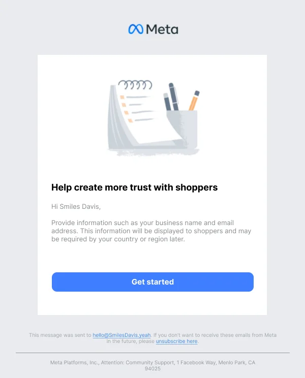 Business Information Request — Notifications & Acknowledgement email design preview