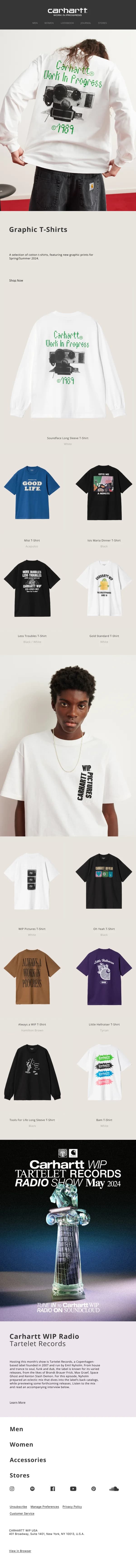 Carhartt WIP Radio: A Techno Alliance — Notifications & Acknowledgement email design preview