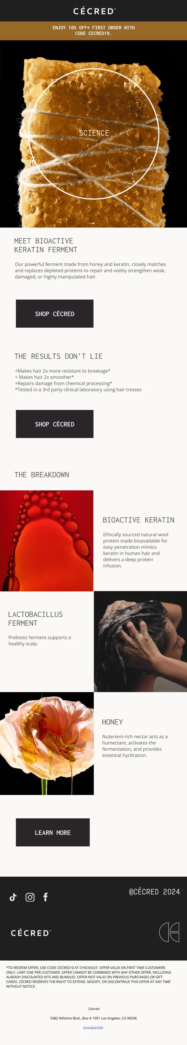 CeCred Bioactive Keratin — Product Promotions & Updates email design preview