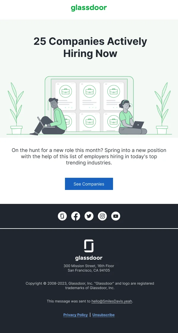 Companies Hiring Now — Product Promotions & Updates email design preview