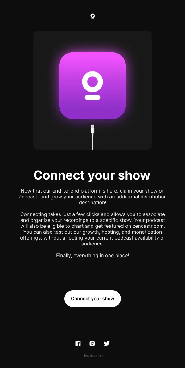 Connect Your Show — Product Promotions & Updates email design preview