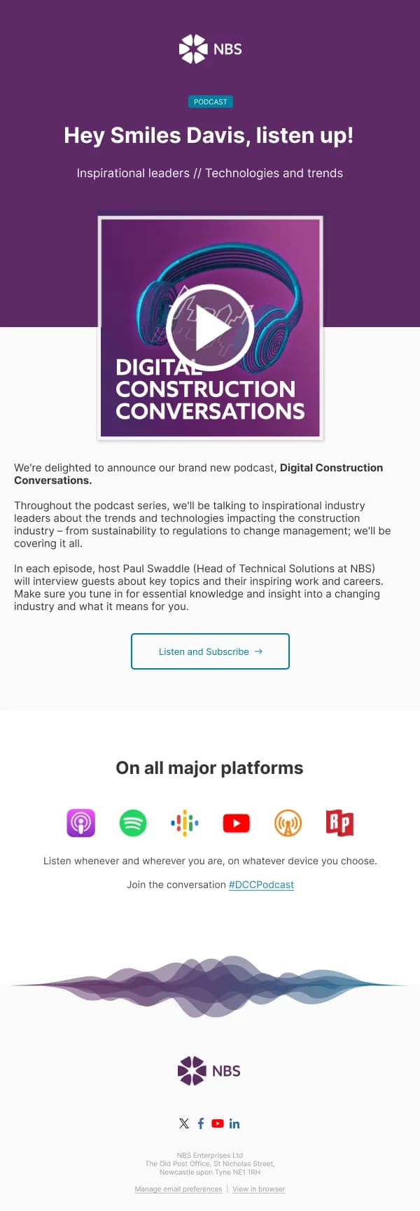 Digital Construction Conversations Podcast — Product Promotions & Updates email design preview