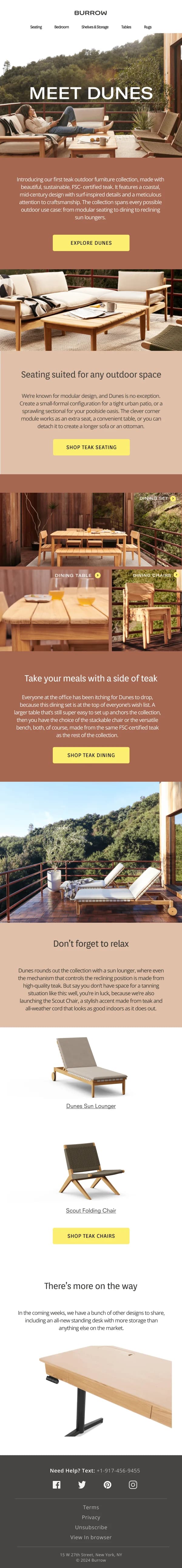 Dunes Outdoor Furniture Collection — Product Launch email design preview
