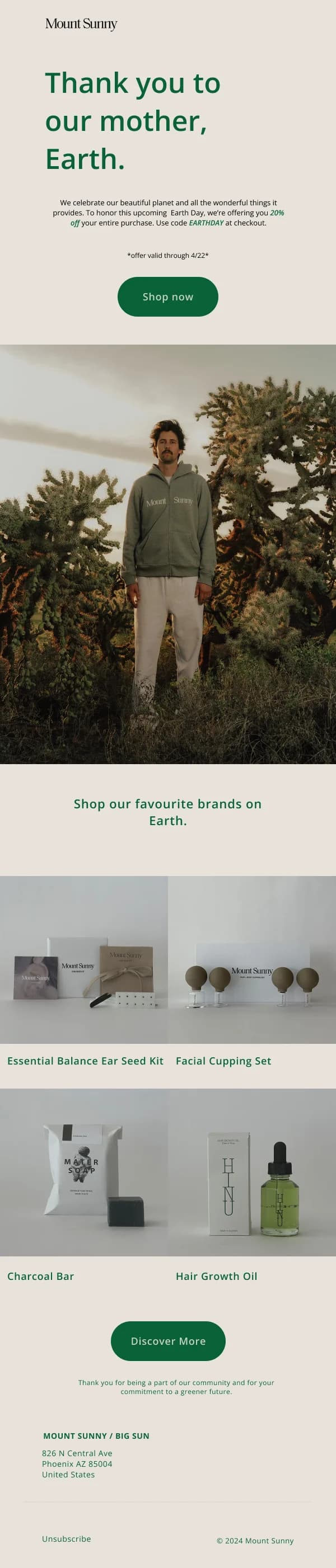 Earth Day Promotion — Discounts & Coupons email design preview
