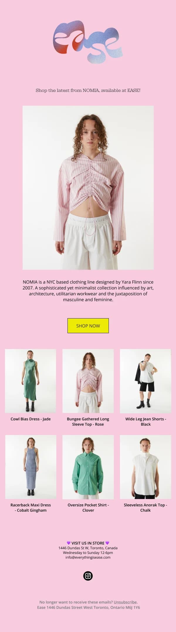 EASE x NOMIA Collection — Product Promotions & Updates email design preview