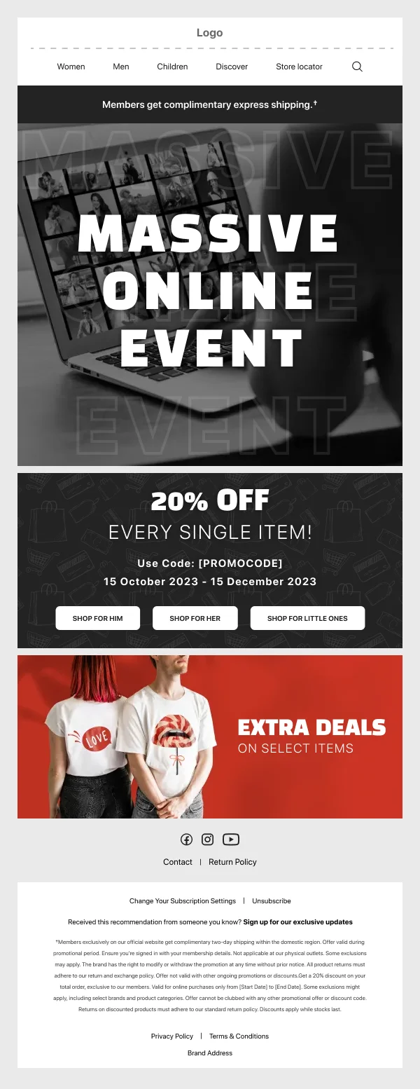 Ecommerce-All Item Sale — Cyber Monday email design preview
