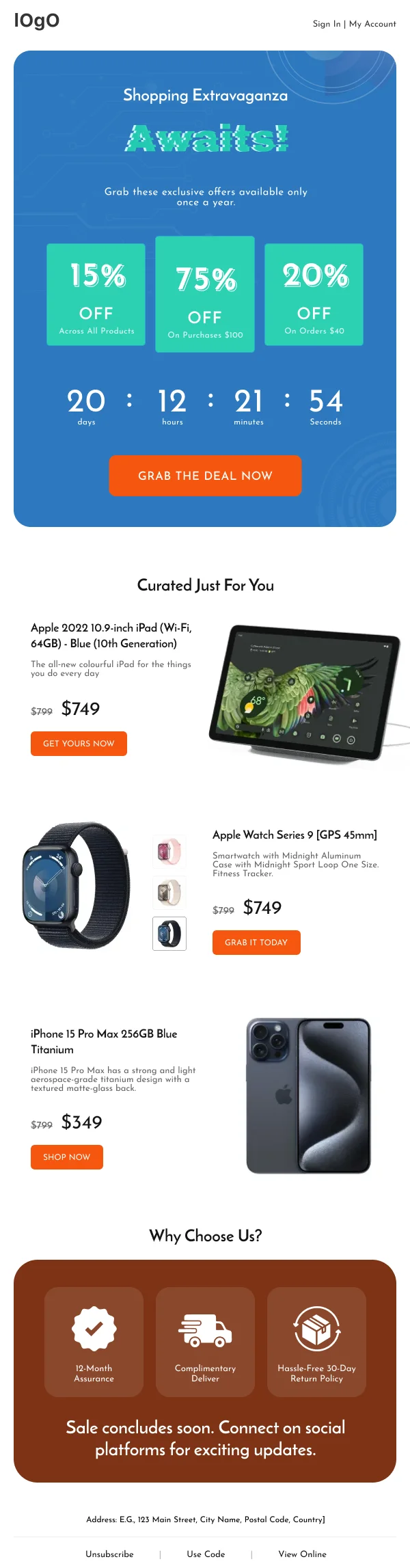Ecommerce-Apple Product Sale — Cyber Monday email design preview
