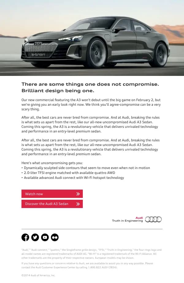 Ecommerce-Audi A3 Introduction — Product Launch email design preview