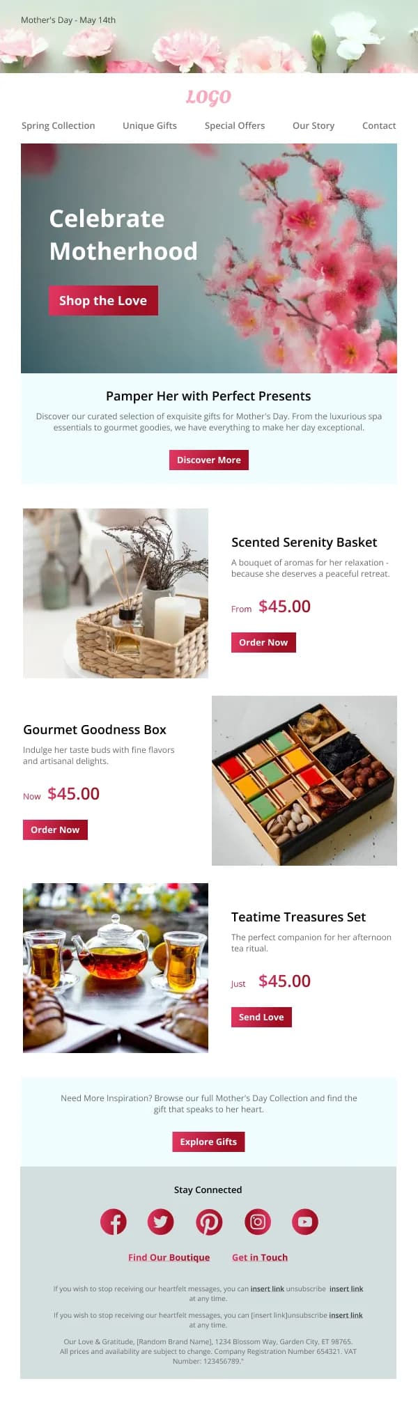 Ecommerce-Celebrate Motherhood — Mothers Day email design preview