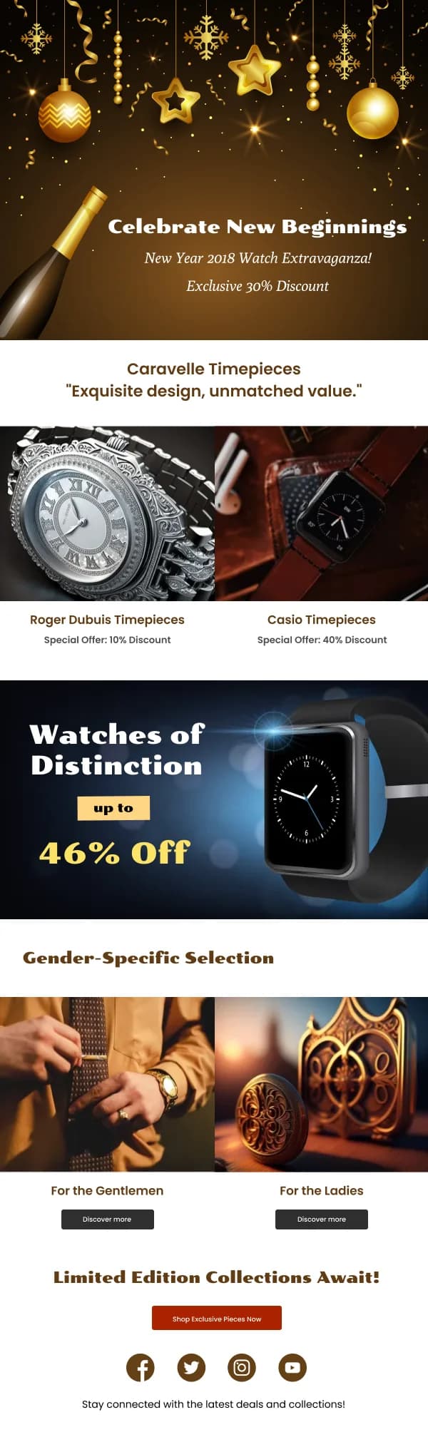 Ecommerce-Discount On Watches — New Year email design preview