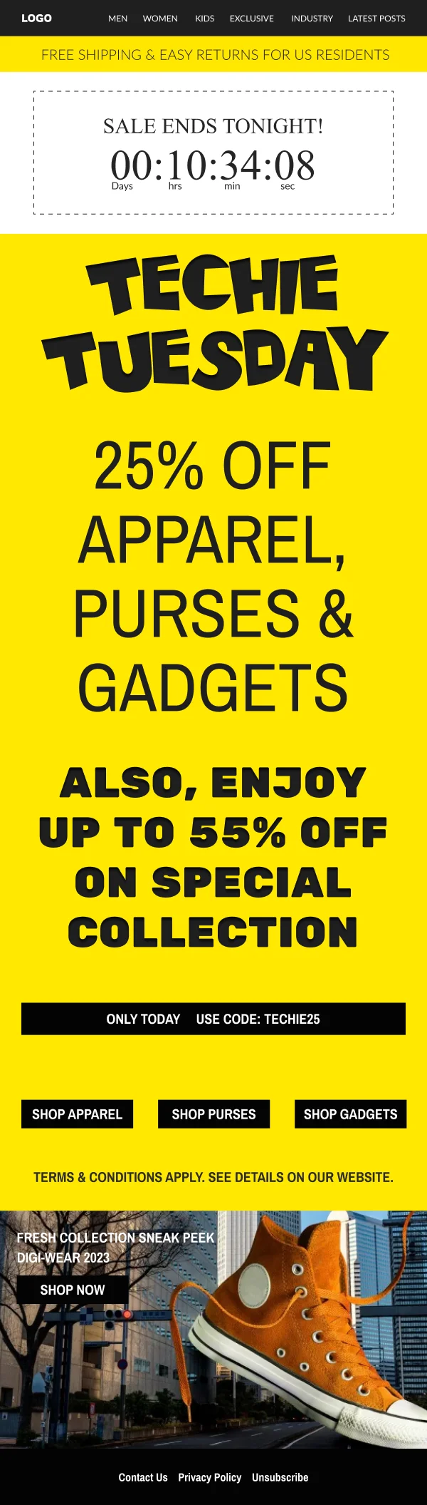 Ecommerce-Discounts In Categories — Cyber Monday email design preview