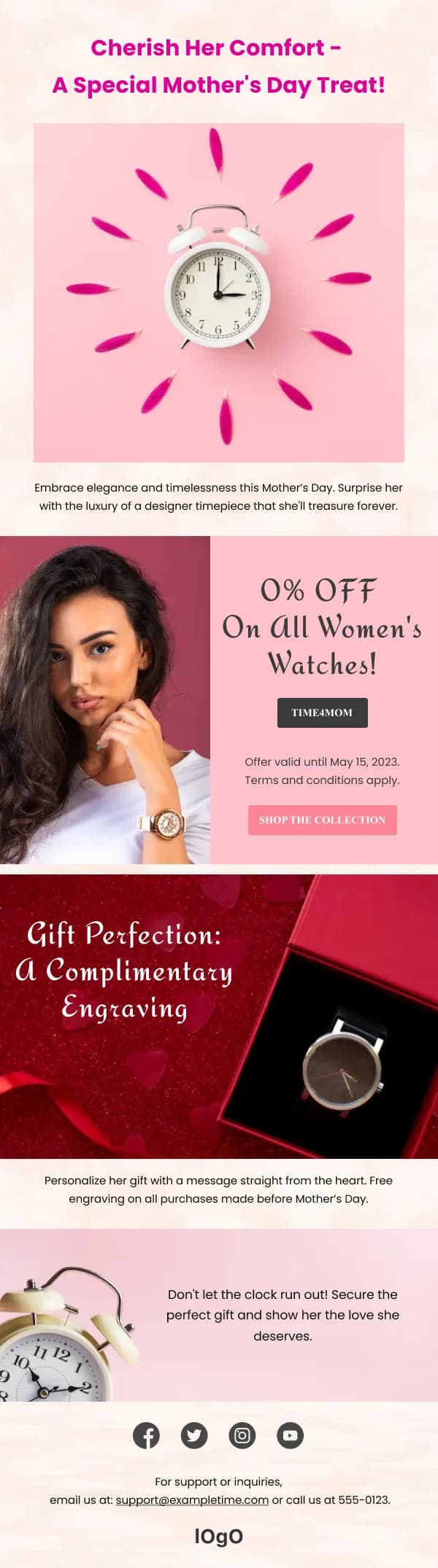 Ecommerce-Discounts On Women Watches — Mothers Day email design preview