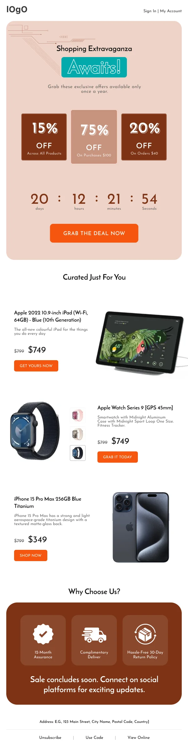 Ecommerce- Electronics Sale — Cyber Monday email design preview
