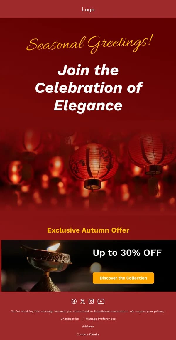 Ecommerce- Exclusive Autumn Offer — Diwali email design preview