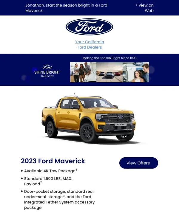 Ecommerce-Ford Maverick Dealers — Product Launch email design preview