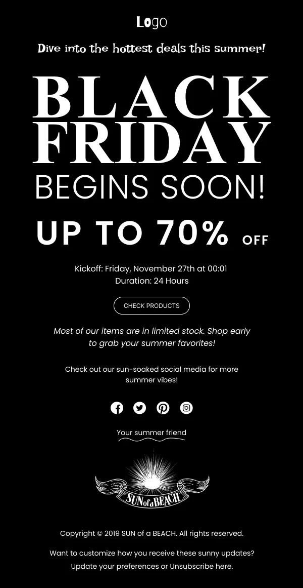 Ecommerce-Hottest Black Friday Deals — Black Friday email design preview