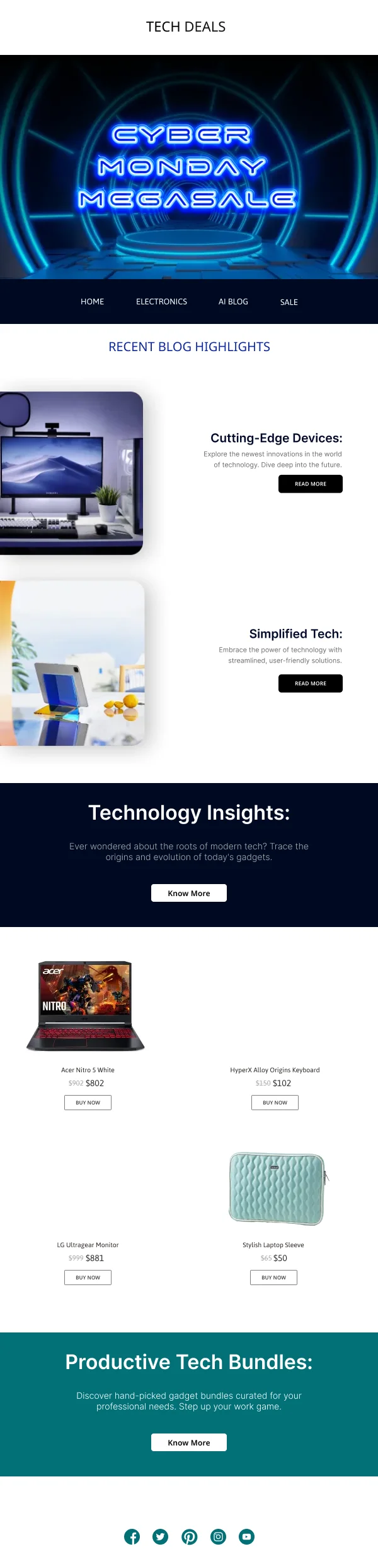 Ecommerce-Mega Sale On Gadgets — Cyber Monday email design preview