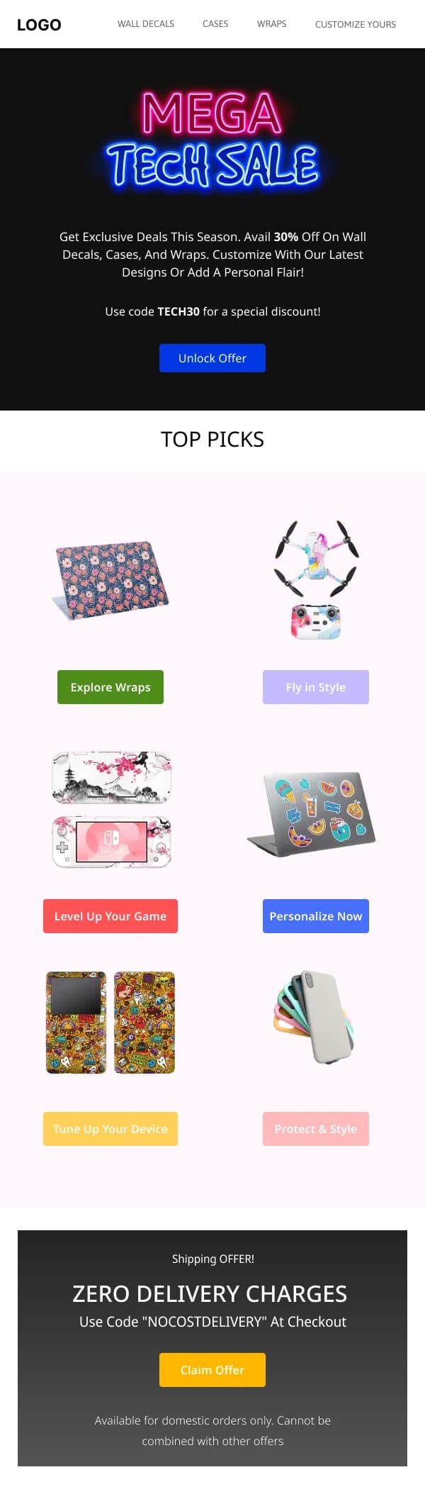 Ecommerce-Mega Tech Sale — Cyber Monday email design preview