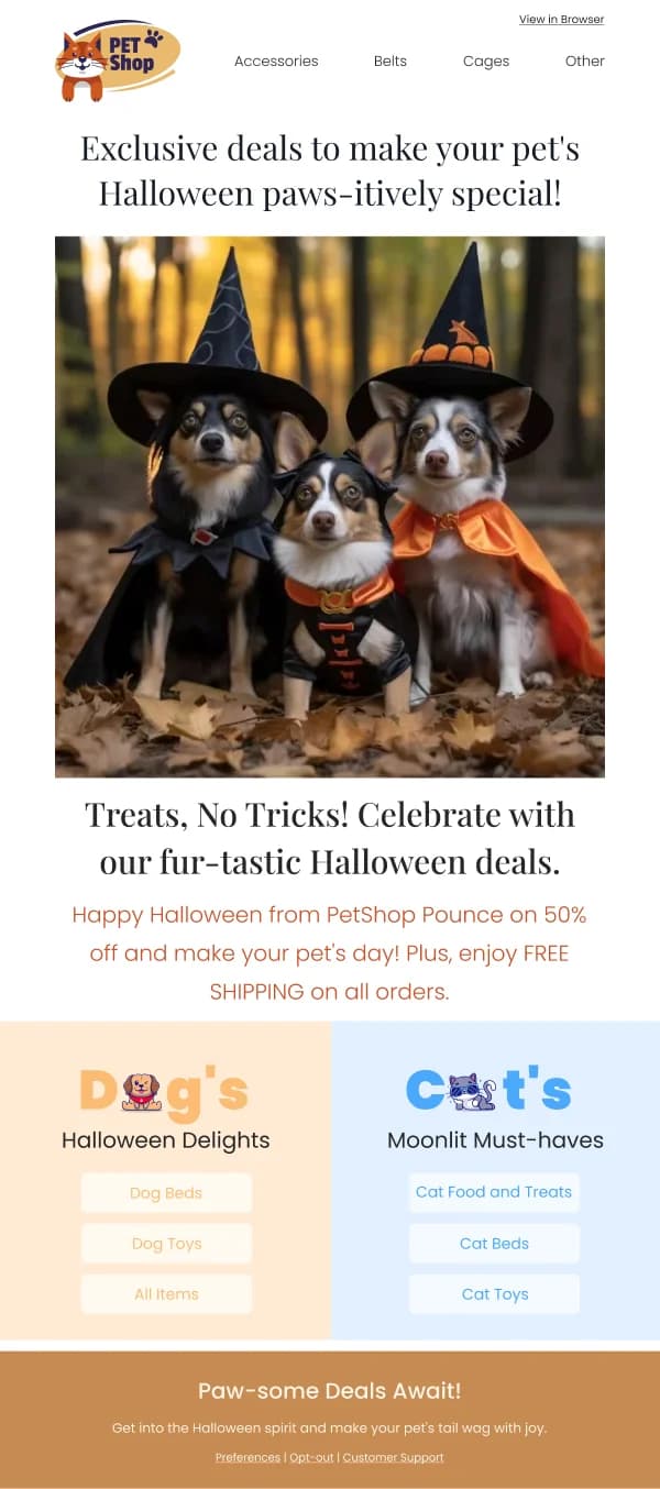 Ecommerce-Pet Shop Halloween Sale — Christmas email design preview