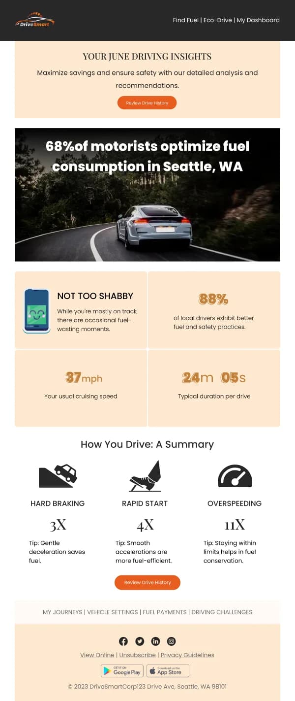 Ecommerce-Review Drive History — Notifications & Acknowledgement email design preview