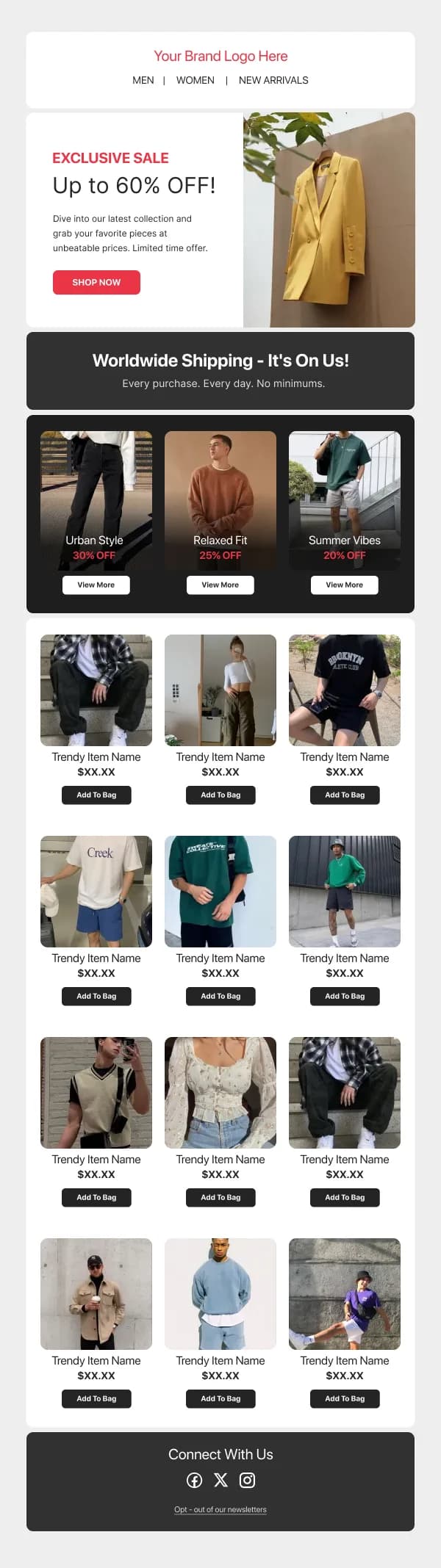 Ecommerce Sale 60% Off — Discounts & Coupons email design preview
