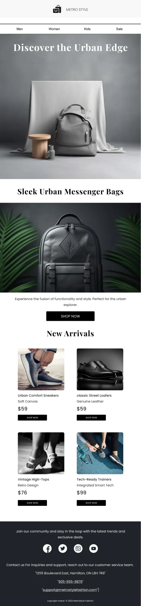 Ecommerce-Sleek Bags And Footwears — Product Launch email design preview