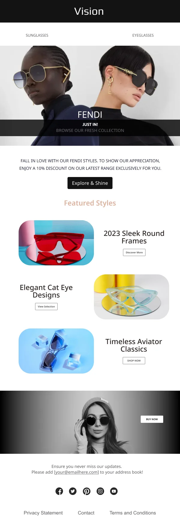 Ecommerce-Sunglasses Collection — Reminders email design preview
