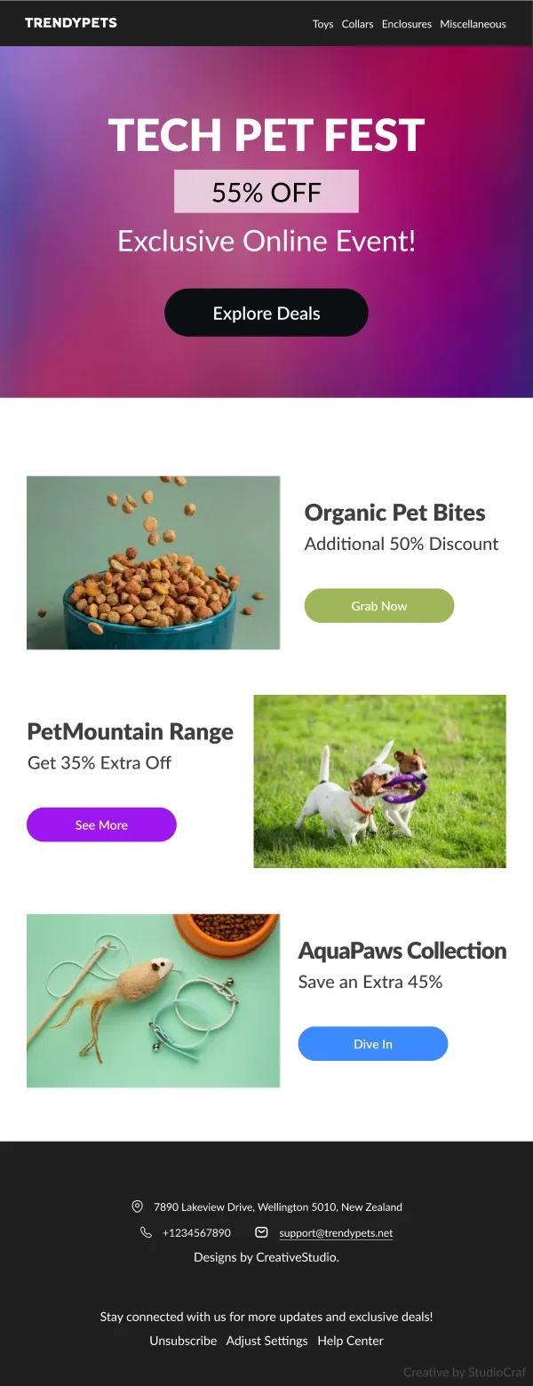 Ecommerce-Tech Pet Fest — Cyber Monday email design preview