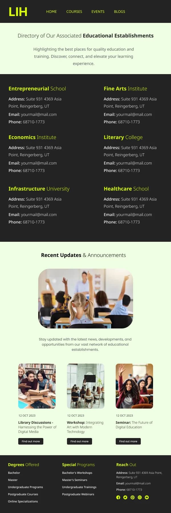 Education-Directory Of Institutes — Newsletter email design preview