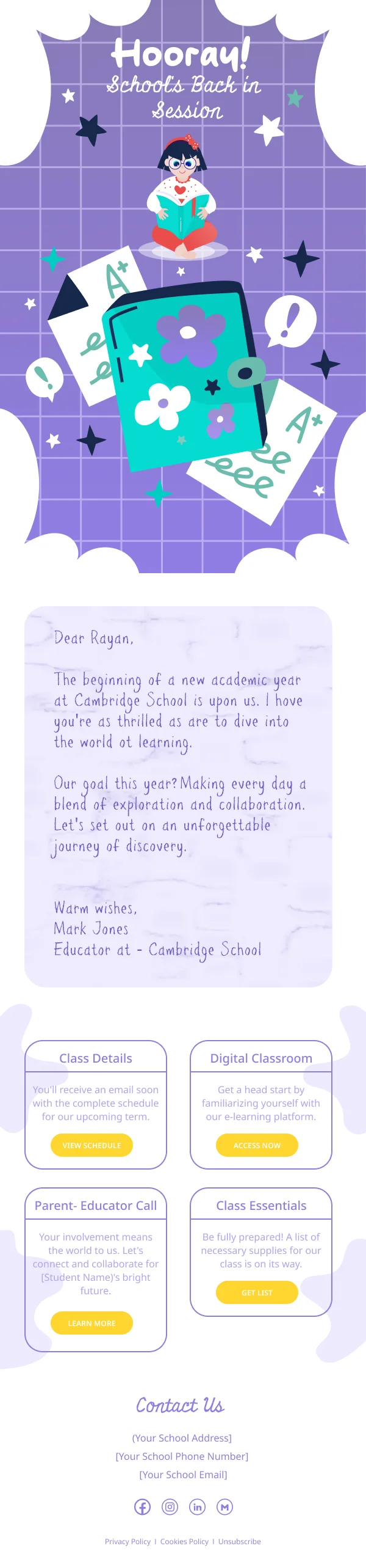 Education-New Academic Year Welcome — Welcome email design preview