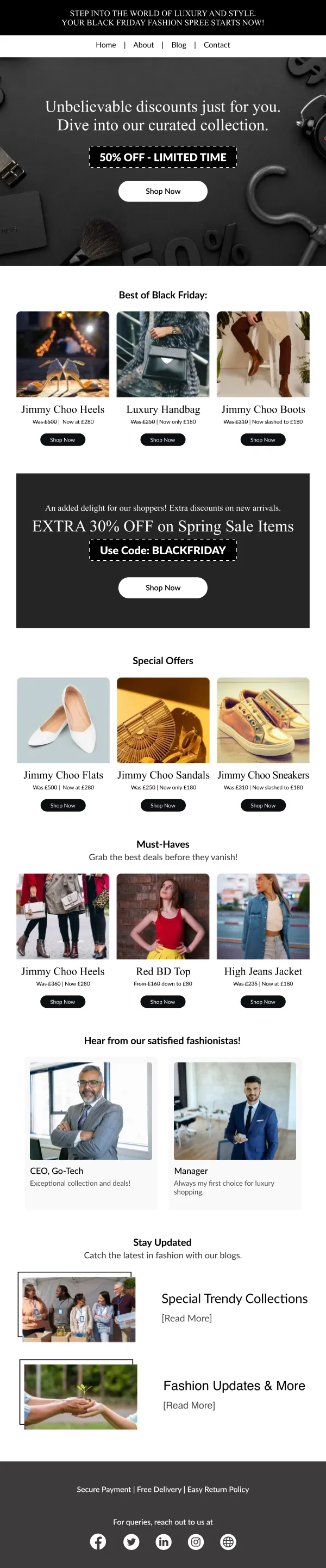 Fashion-Curated Collection Discount — Black Friday email design preview