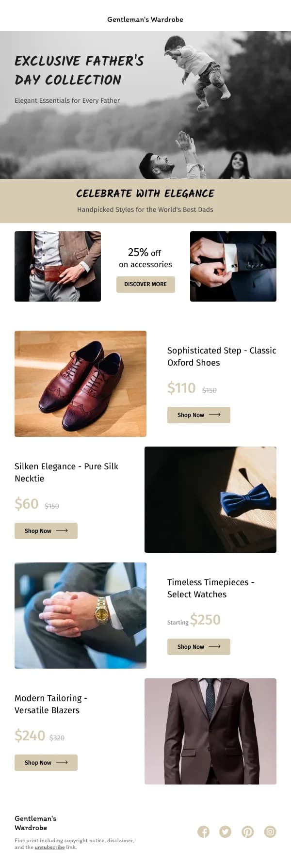 Fashion-Deals For The Best Dads — Fathers Day email design preview
