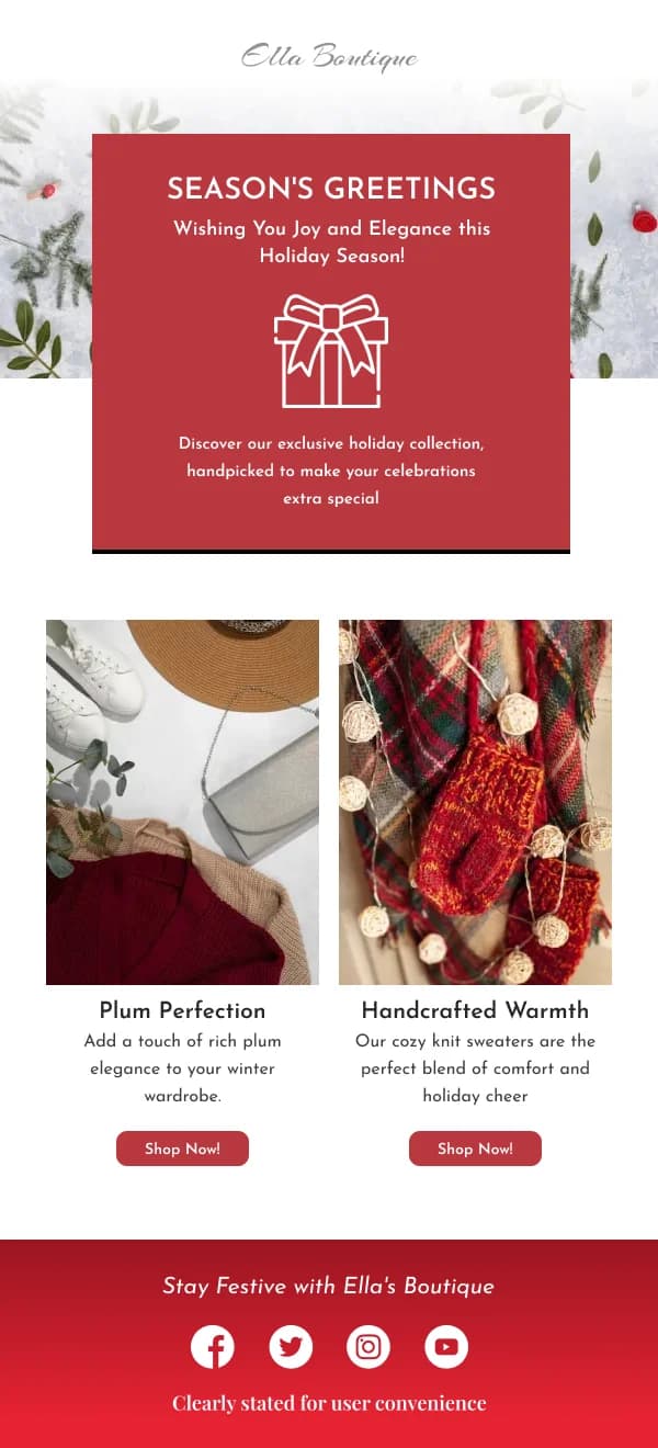 Fashion-Exclusive Holiday Collection — Winter email design preview