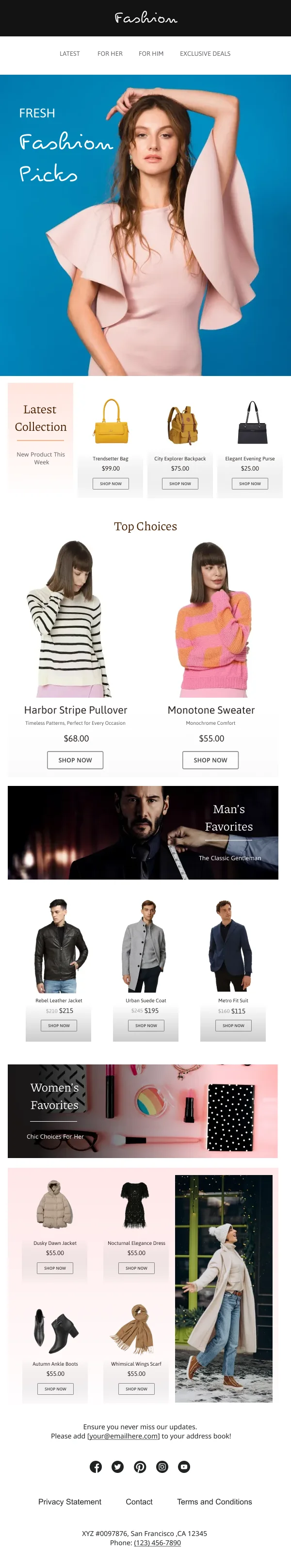 Fashion-Fresh Collection Picks — Retargeting & Triggers email design preview