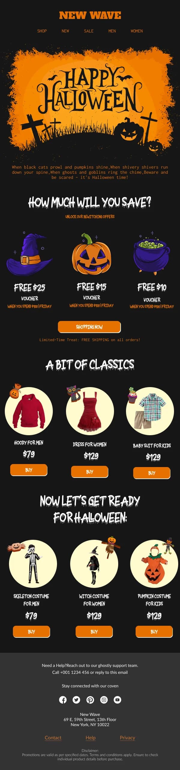 Fashion-Hoodies And Hats — Halloween email design preview