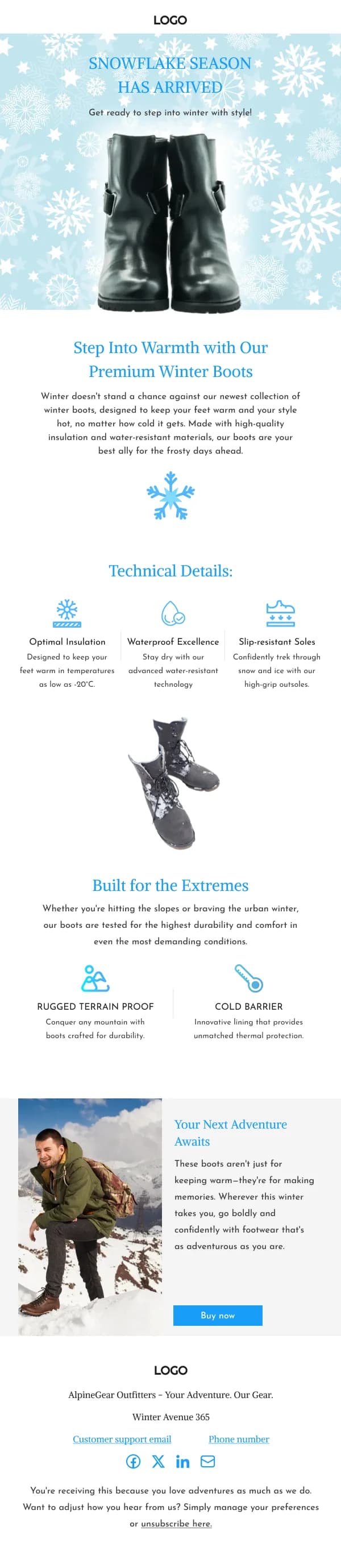 Fashion-Premium Winter Boots — Winter email design preview