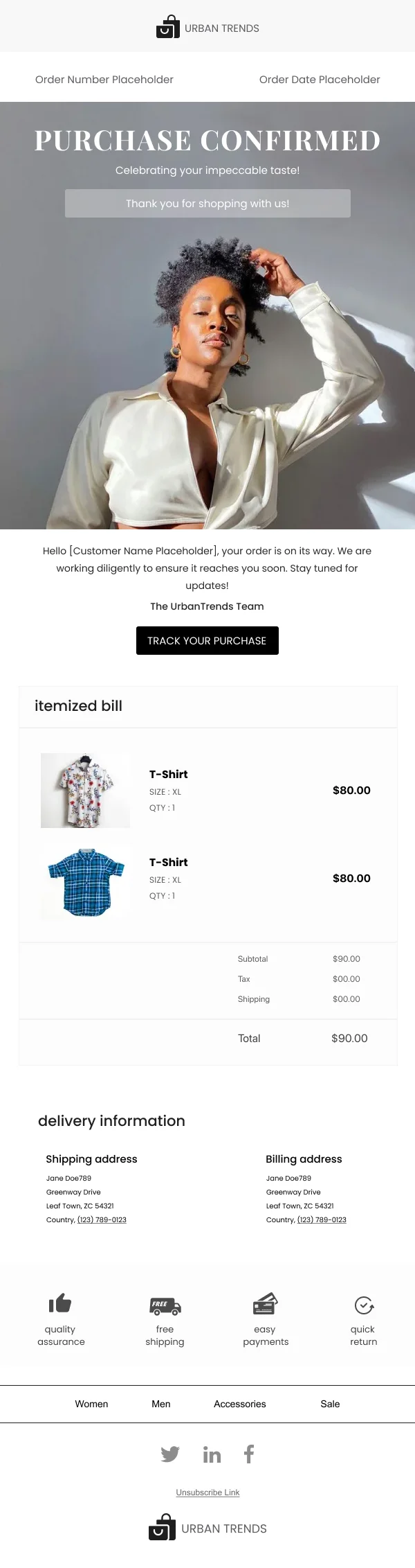 Fashion-Purchase Confirmed — Notifications & Acknowledgement email design preview