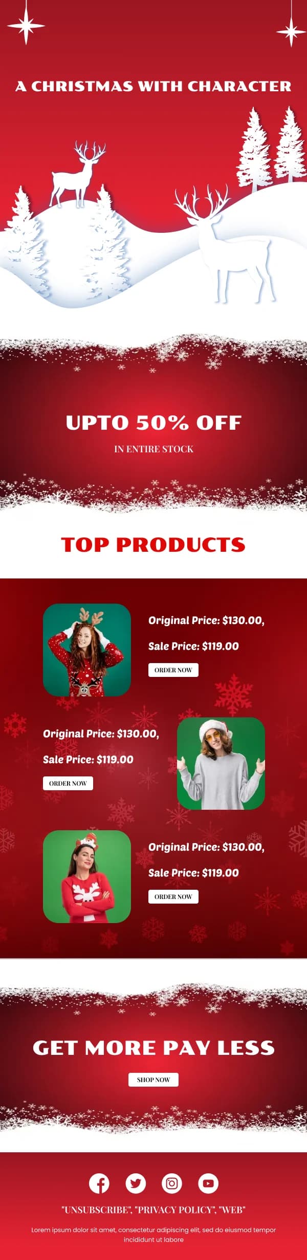 Sale on Christmas Costumes Fashion HTML Email Template