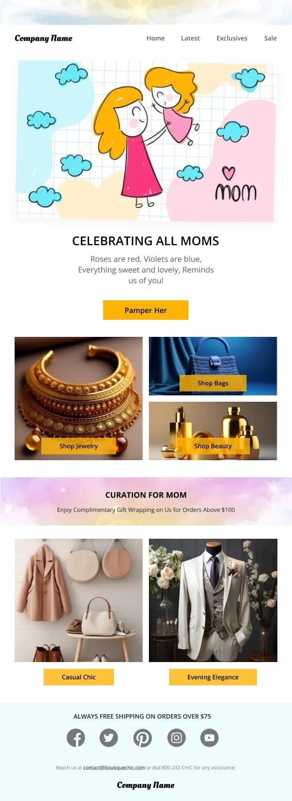 Fashion-Shop For Mother — Mothers Day email design preview