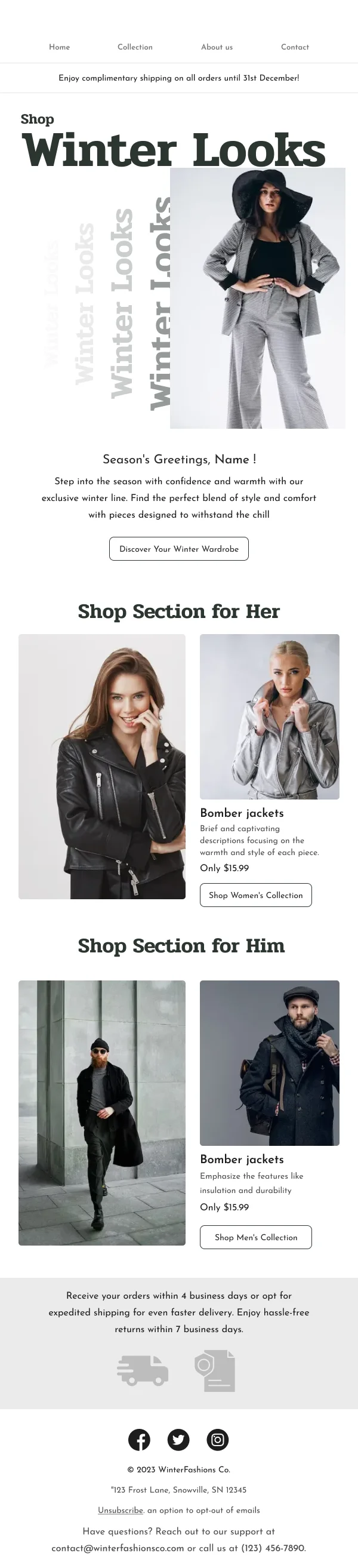 Fashion-Shop Winter Looks — Winter email design preview
