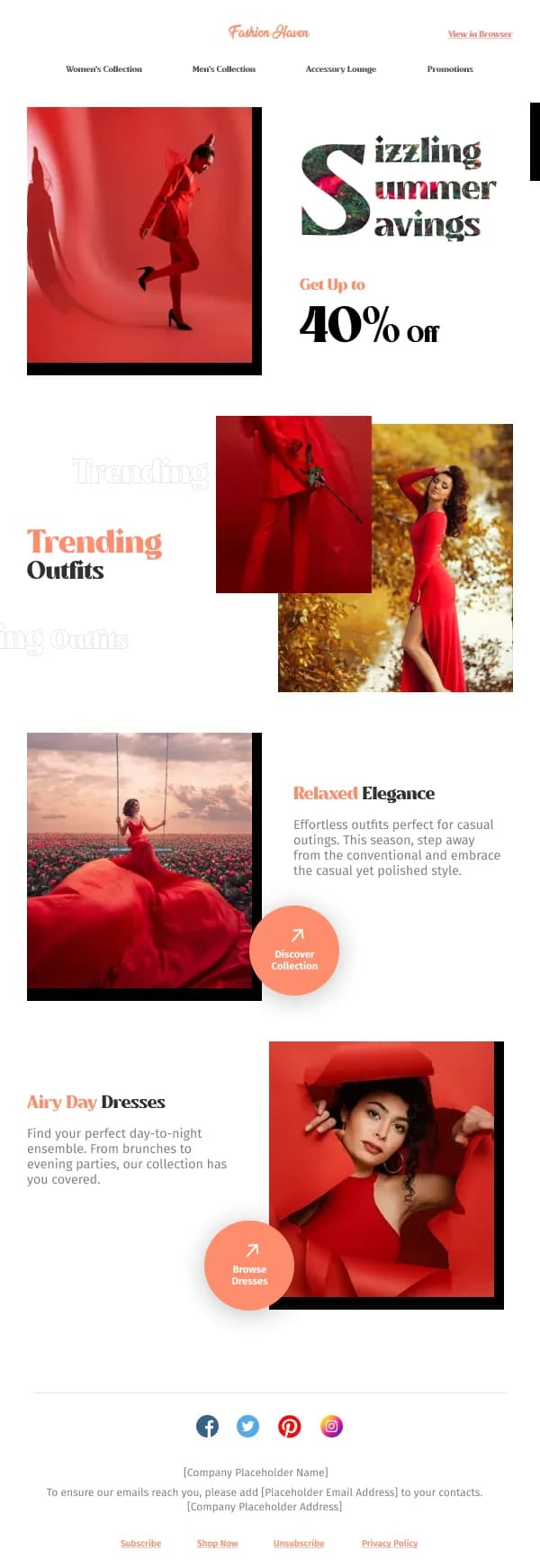 Fashion-Sizzling Summer Savings — Retargeting & Triggers email design preview