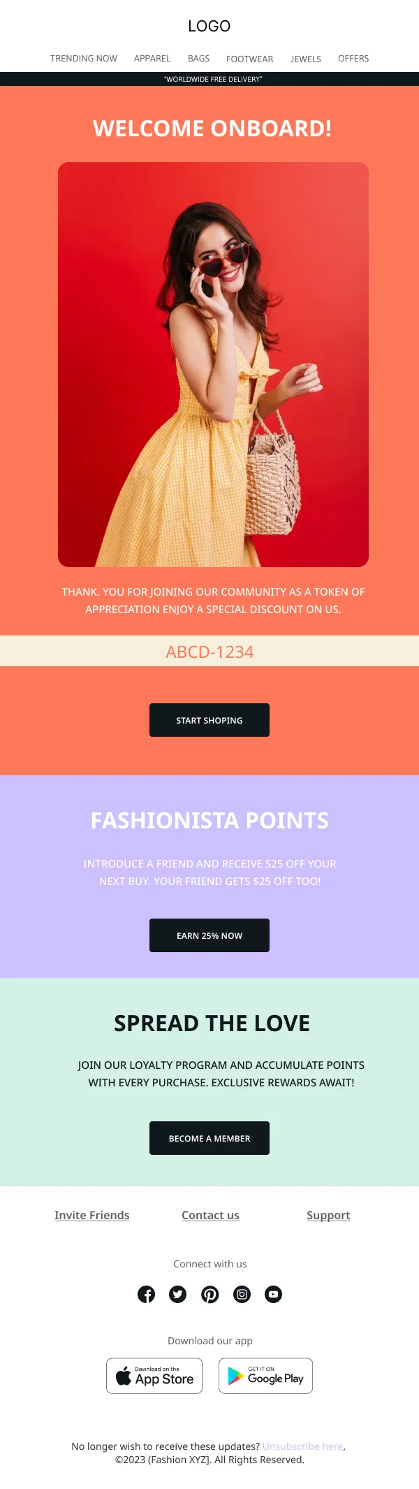Fashion-Special Discount On Welcome — Welcome email design preview