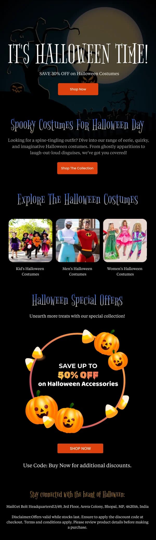 Fashion-Trending Spooky Costumes — Halloween email design preview