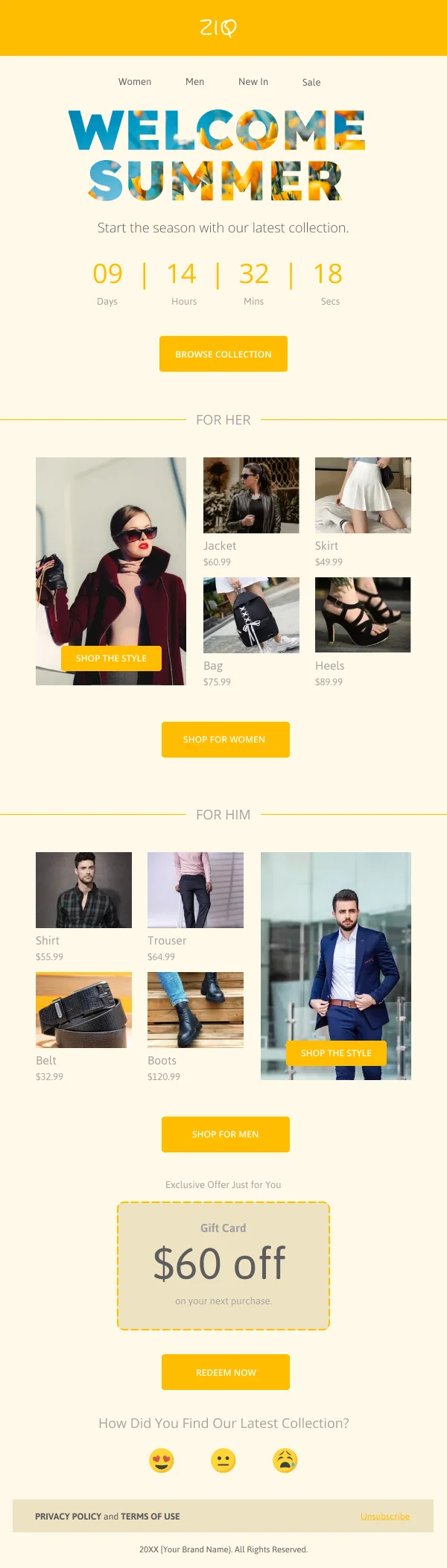 Welcome Summer Collection Fashion HTML Email Template