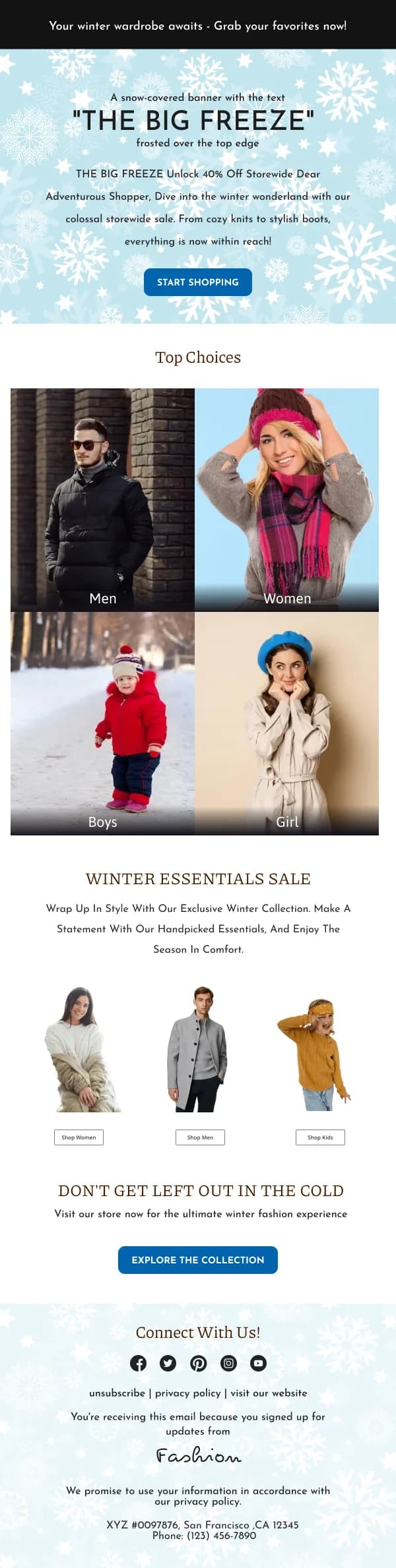 Winter Essentials Sale Fashion HTML Email Template